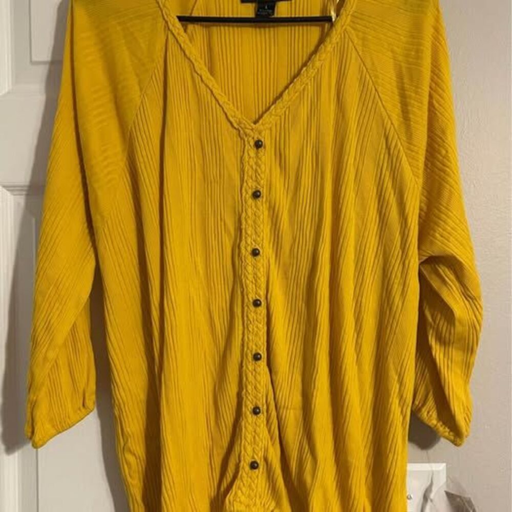 NEW Style & Co. Saffron Yellow Button-Front Top - Size Large